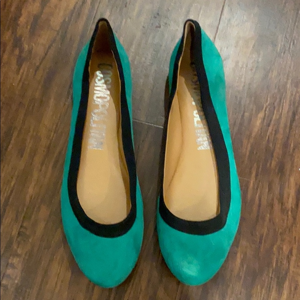 Cosmopolitan Green Suede Flats